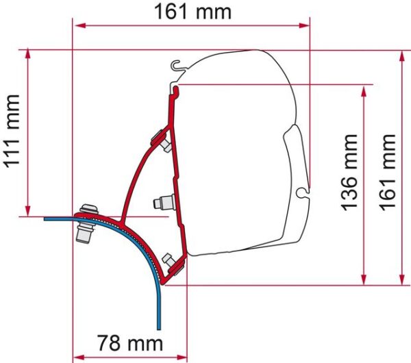Markisenadapter  FIAMMA KIT passend für VW T5/T6 Lift Roof für F45s LHD