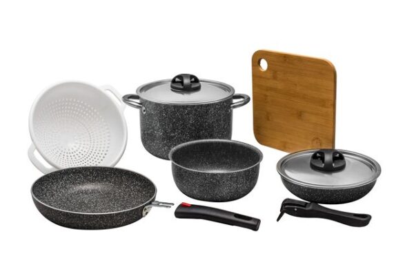 Topfset BEAVER BRAND Modula 20 Stonerock 10-tlg. Farbe stone grey mit Trageburse