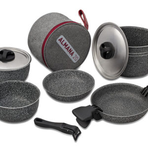 Topfset BEAVER BRAND ALMANA 20 11-tlg. Farbe stone grey mit Trageburse