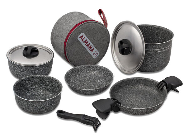 Topfset BEAVER BRAND ALMANA 20 11-tlg. Farbe stone grey mit Trageburse