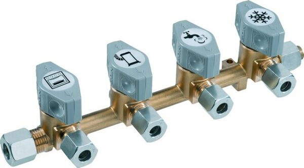 Verteilerblock DSV-AB4 PS16bar RVS10 x 4xRVS8 x RVS10