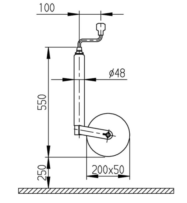 Stützrad Al-Ko Plus 200 x 50 mm Vollgummi/Blechfelge – Bild 2