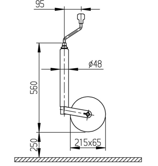 Stützrad Al-Ko Plus 215 x 65 mm Vollgummi/Kunststofffelge – Bild 2