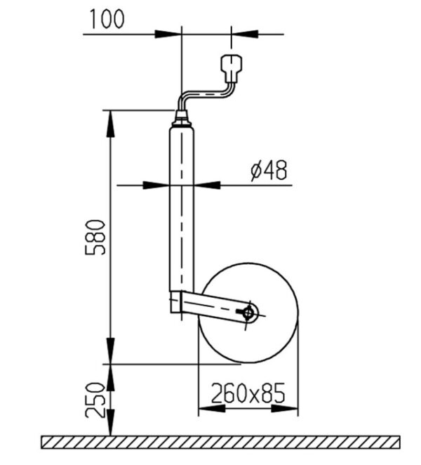 Stützrad Al-Ko Plus 260 x 85 mm Luftrad/Blechfelge – Bild 2