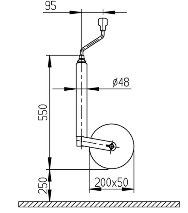 Stützrad Al-Ko Plus 200 x 50 mm Vollgummi/Blechfelge – Bild 2