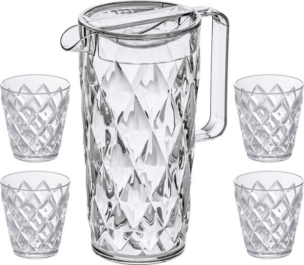 Kanne + Becher koziol CRYSTAL Kanne 1,6 l + 4 Becher 250 ml Farbe crystal clear