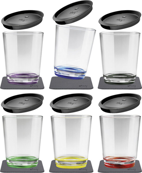Magnet-Trinkbecher silwy 250 ml 6er-Set + Deckel Fb. multicolour