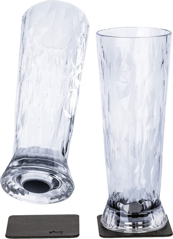 Magnet-Kunststoffgläser silwy BIER 2er-Set Hightech 500 ml Fb. transparent