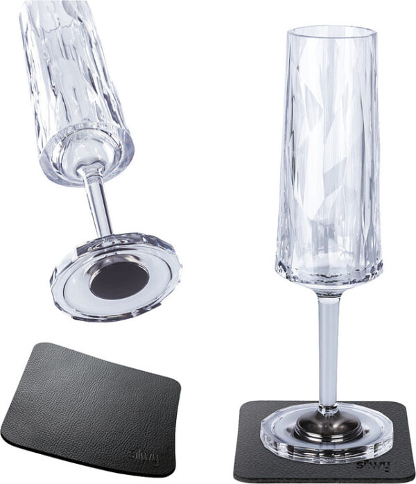 Magnet-Kunststoffgläser silwy SEKT 2er-Set Hightech 150 ml Fb. transparent
