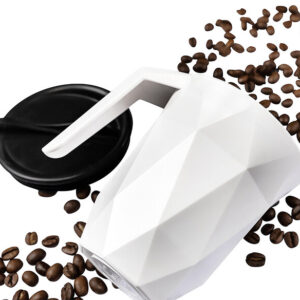 Magnet Coffeecup silwy mit Metall-Nano-Gel-Pad und Deckel Fb. weiß