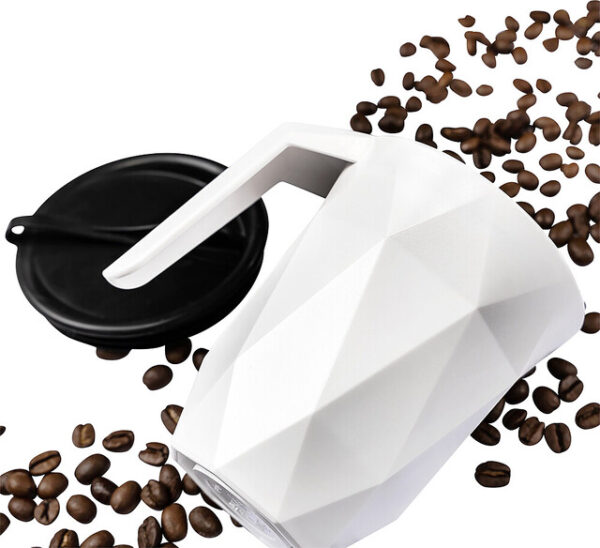 Magnet Coffeecup silwy mit Metall-Nano-Gel-Pad und Deckel Fb. weiß