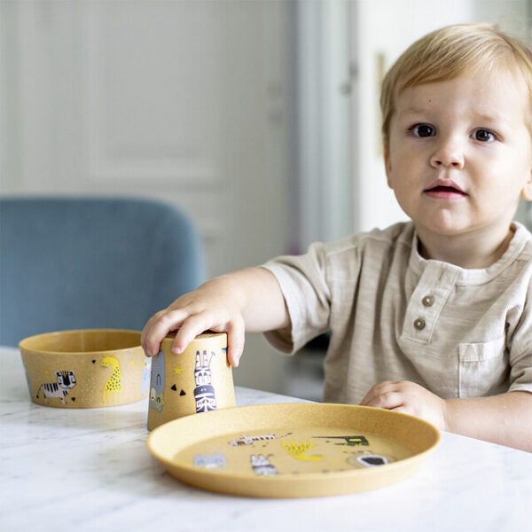 Geschirrset koziol CONNECT ZOO 3er-Set Kleiner Teller+Schale+Becher Farbe nature wood – Bild 3