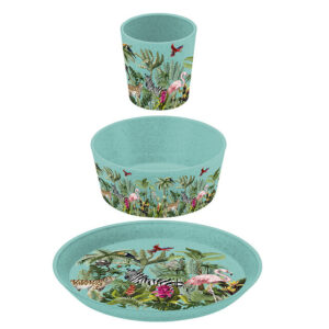 Geschirrset koziol CONNECT JUNGLE 3er-Set Kleiner Teller+Schale+Becher Farbe organic turquoise