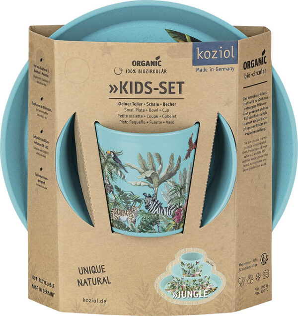 Geschirrset koziol CONNECT JUNGLE 3er-Set Kleiner Teller+Schale+Becher Farbe organic turquoise – Bild 2