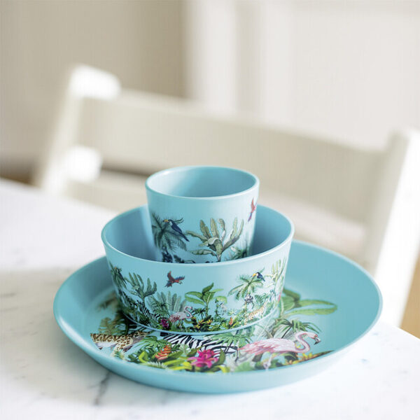 Geschirrset koziol CONNECT JUNGLE 3er-Set Kleiner Teller+Schale+Becher Farbe organic turquoise – Bild 3