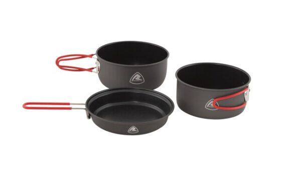 Kochset ROBENS Frontier Pro M 3-tlg. Pfanne 19,5 cm 2 Töpfe mit 1,4 l und 1,6 l inkl. Tragebeutel, Farbe black