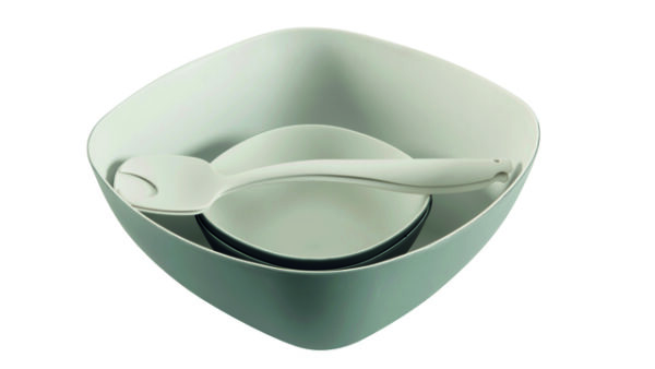 Salatset Outwell Gala für 2 Personen, Schüssel, 2 Schalen, Salatbesteck Farbe grey & sand – Bild 2