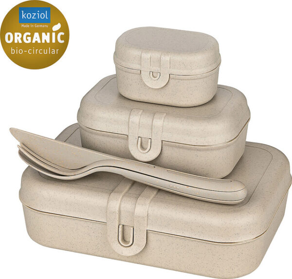 Lunchbox + Besteck-Set koziol PASCAL READY 4er-Set Farbe nature desert sand – Bild 2