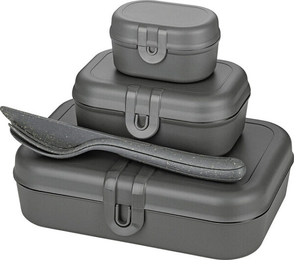 Lunchbox + Besteck-Set koziol PASCAL READY 4er-Set Farbe nature ash grey – Bild 2