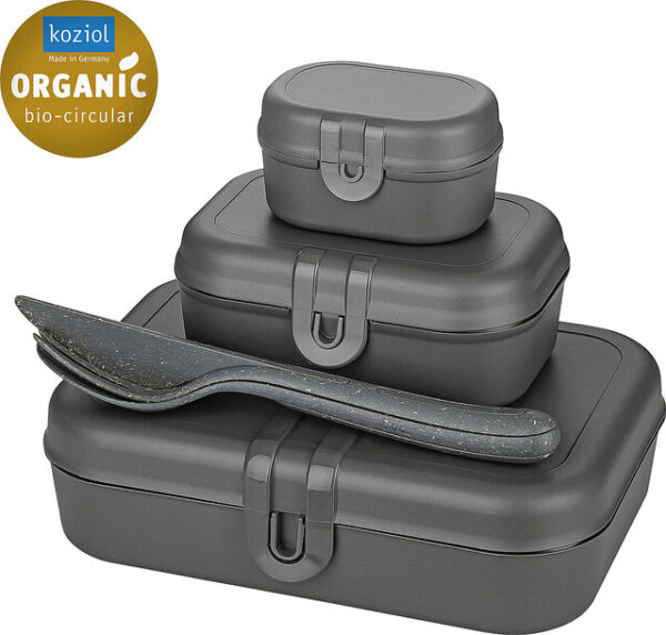 Lunchbox + Besteck-Set koziol PASCAL READY 4er-Set Farbe nature ash grey – Bild 3