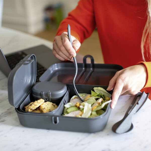 Lunchbox + Besteck-Set koziol PASCAL READY 4er-Set Farbe nature ash grey – Bild 5
