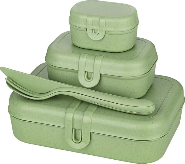 Lunchbox + Besteck-Set koziol PASCAL READY 4er-Set Farbe nature leaf green – Bild 2