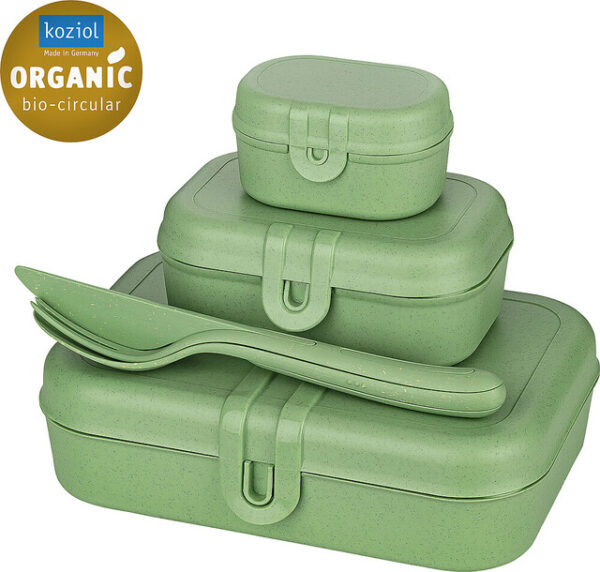 Lunchbox + Besteck-Set koziol PASCAL READY 4er-Set Farbe nature leaf green – Bild 3