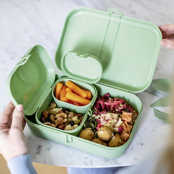Lunchbox + Besteck-Set koziol PASCAL READY 4er-Set Farbe nature leaf green – Bild 5