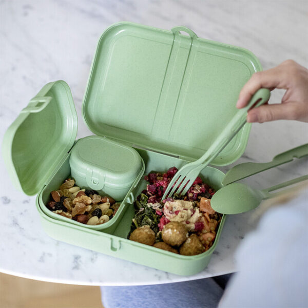 Lunchbox + Besteck-Set koziol PASCAL READY 4er-Set Farbe nature leaf green – Bild 6