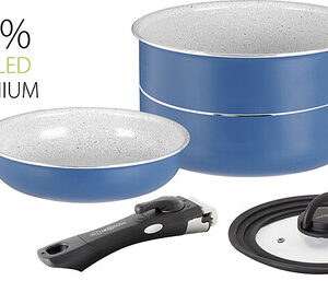 Topfset BRUNNER Carezza Spacemaster Durchm. 22 cm Vacublock, Farbe blau