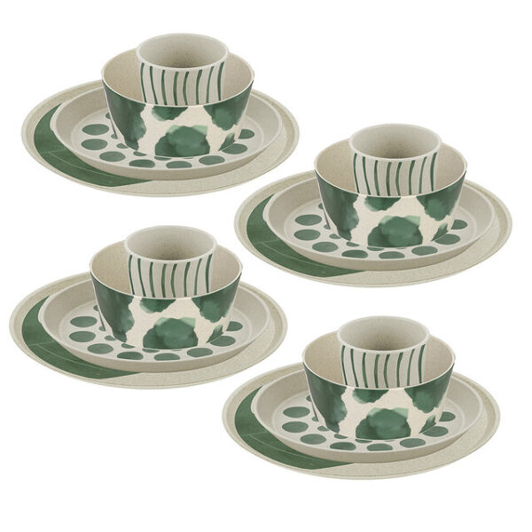 Geschirrset koziol CONNECT MONSTERA 16-tlg., Essteller+ Dessertteller+Schale+Becher Farbe nature desert sand – Bild 2