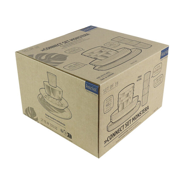 Geschirrset koziol CONNECT MONSTERA 16-tlg., Essteller+ Dessertteller+Schale+Becher Farbe nature desert sand – Bild 6