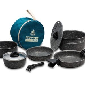 Kochgeschirrset BEAVER BRAND Dolomia 22 Plus, Aluminium Farbe stone grey mit Trageburse