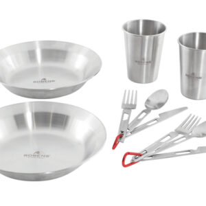 Geschirrset ROBENS Sierra Steel Meal Set je 2 x Teller, Becher, Besteck inkl. Tasche
