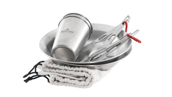 Geschirrset ROBENS Sierra Steel Meal Set je 2 x Teller, Becher, Besteck inkl. Tasche – Bild 3