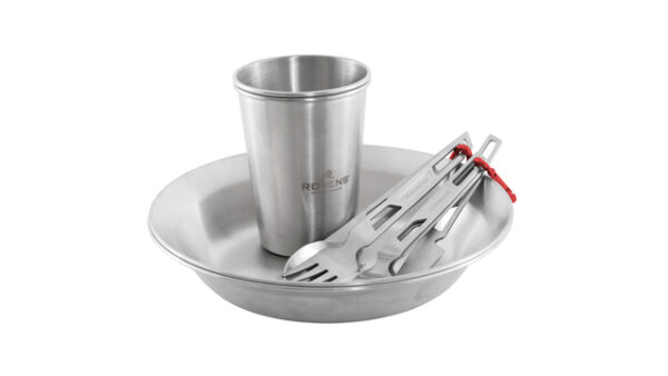 Geschirrset ROBENS Sierra Steel Meal Set je 2 x Teller, Becher, Besteck inkl. Tasche – Bild 4