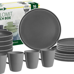 Geschirrset Dolomit BRUNNER Lunchbox 16-tlg. Farbe grau