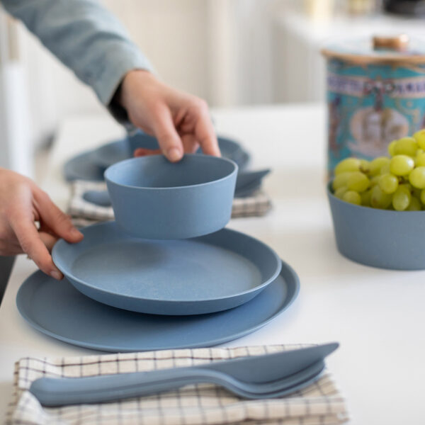 Besteck-Set koziol KLIKK 3-tlg Farbe nature flower blue – Bild 4