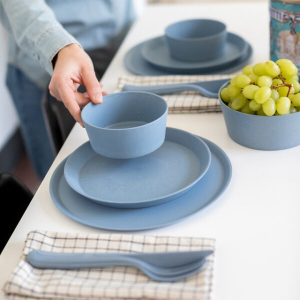 Besteck-Set koziol KLIKK 3-tlg Farbe nature flower blue – Bild 5