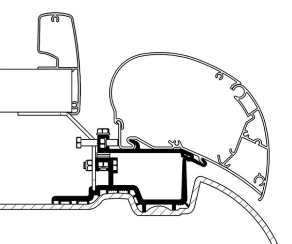 Adapterkit 3-tlg. THULE zu Dachmarkise Omnistor Serie 6/9 passend für Sprinter 2006- aktuell, VW Crafter 2006-2
