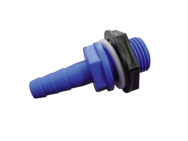 Tankanaschlussteil gerade 1 / 2 Zoll x 10 / 12 mm mit Dichtung und Mutter Farbe blau