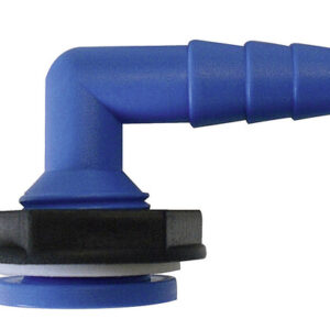 Winkel - Tankanaschlussteil 1 / 2 Zoll x 10 / 12 mm mit Dichtung und Mutter Farbe blau
