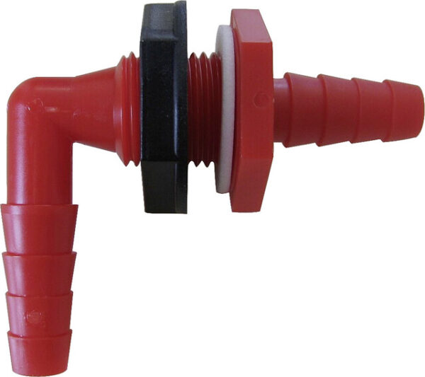 Winkel- Tankanschlussteil 1 / 2 Zoll x 10 / 12 mm beidseitig mit Dichtungen und Mutter Farbe rot – Bild 2