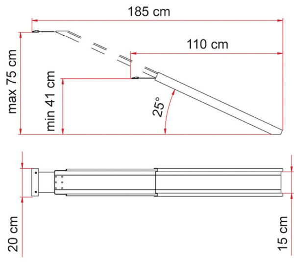Auffahrschiene Fiamma Carry Ramp Heckgarage Länge 110 - 185 cm Traglast 130 kg – Bild 2