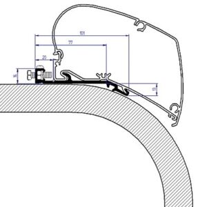 Adapterschiene 400 cm zu Dachmarkise Thule Omnistor Serie 6 / 9 Flach Adapter