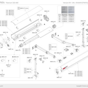 Frontblenden Endkappe links Titanium zu Markise F 65 S 260 - 400 cm