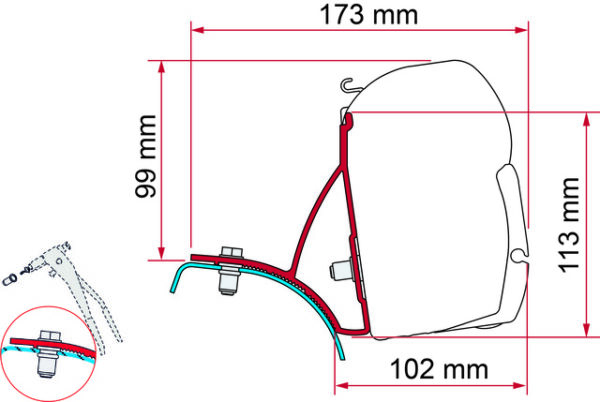 Adapter zu Markise F45Kit passend für  Trafic / Vivaro