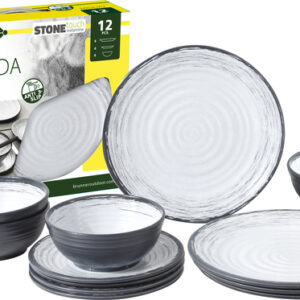 Midday Set Granada 12 teilig je 4 x Ess- und Dessertteller 4 x Müslischale