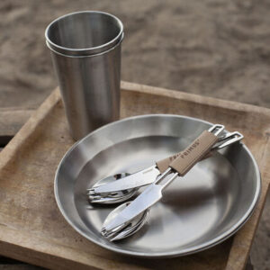 Besteckset PRIMUS Campfire 3-teilig Edelstahl inkl. Lederetui