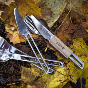 Besteckset PRIMUS Campfire 3-teilig Edelstahl inkl. Lederetui